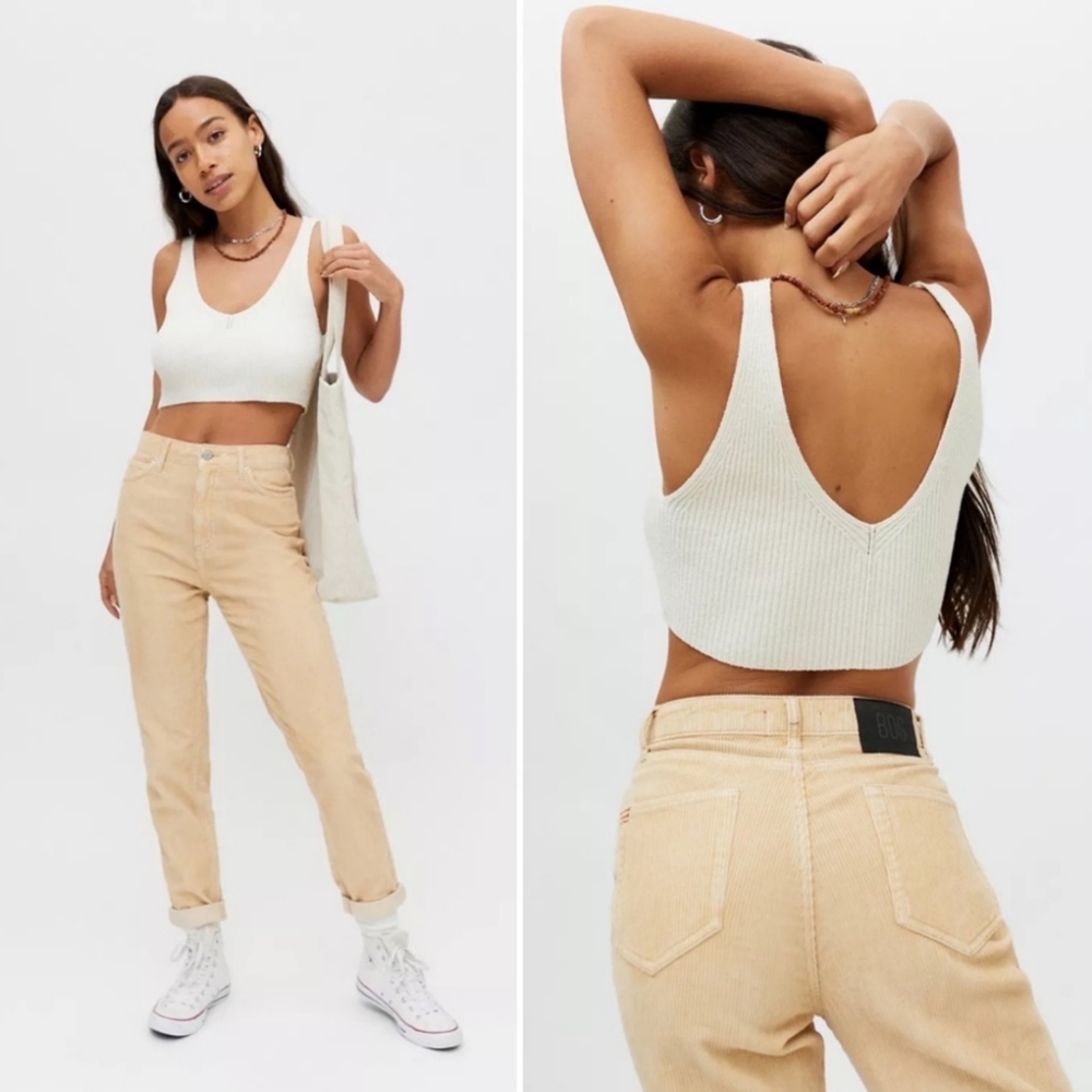 BDG High-Rise Mom Jeans in Light Beige